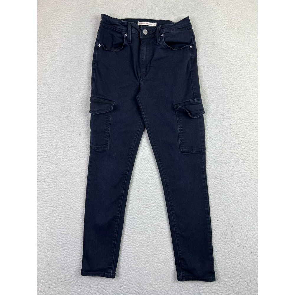 Levis 721 High Rise Skinny Ankle Jeans Womens 27 Black Cargo Stretch Denim Pants